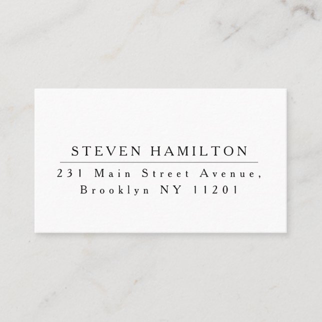 Elegant Black White Minimalist Simple Professional Business Card (Front)