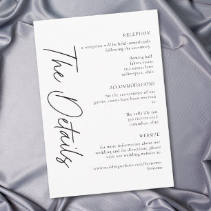 Elegant Black White Minimalist Wedding Enclosure Card