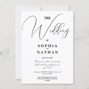 Elegant Black & White Minimalist Wedding Invitation