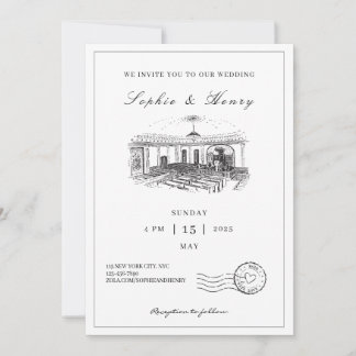 Elegant Black & White Minimalist Wedding  Invitation