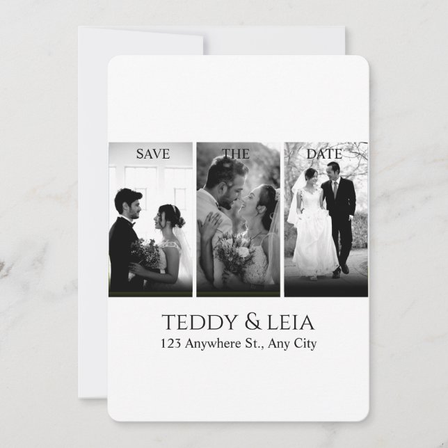 Elegant Black & White Minimalist Wedding  Invitation (Front)