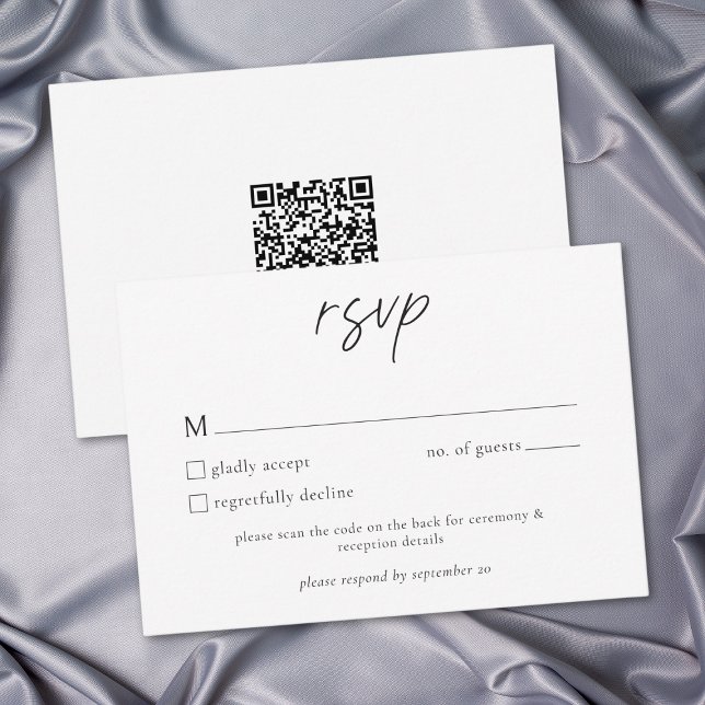 Elegant Black White Minimalist Wedding QR RSVP Card (Elegant Black White Minimalist Wedding RSVP Card)