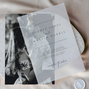 Elegant Black & White Minimalist Wedding Vellum Invitations