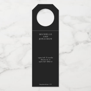 Elegant Black & White Modern Calligraphy Wedding Bottle Tag