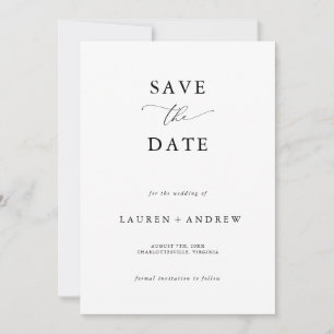 Elegant Black & White Modern Classic Save the Date Invitation