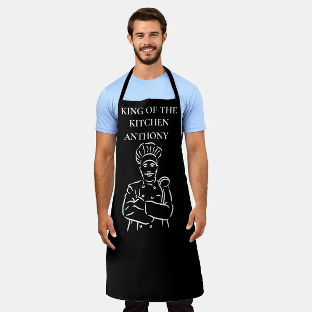 Elegant Black White Modern Foodie chef Dad Apron (Worn)