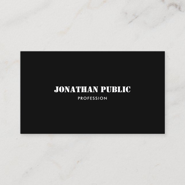 Elegant Black White Modern Minimalist Template BW Business Card (Front)