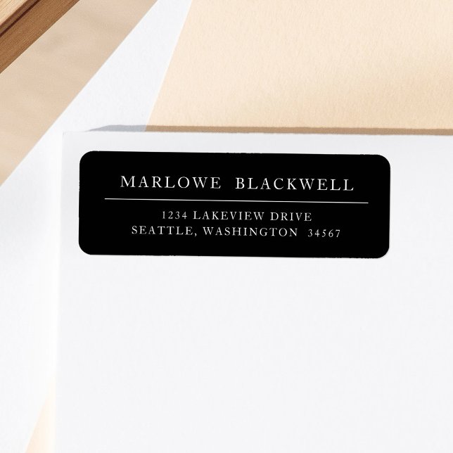 Elegant Black White Modern Return Address Label (Creator Uploaded)