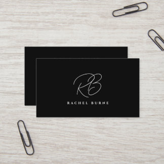 Elegant Black & White Modern Script Business Card