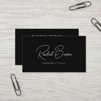 Elegant Black & White Modern Script Business Card