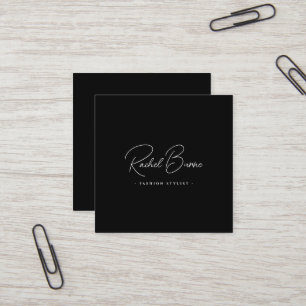 Elegant Black & White Modern Script Square Business Card