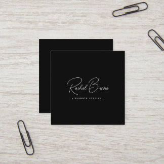 Elegant Black & White Modern Script Square Business Card