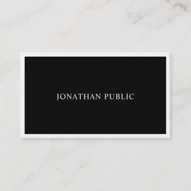 Elegant Black White Modern Simple Fashionable Business Card (Front)