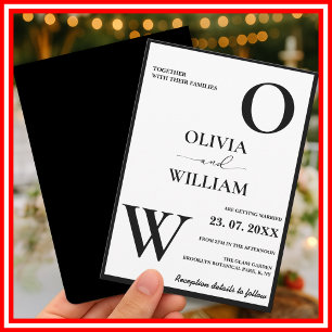 Elegant Black & White   Modern Wedding Invitation