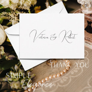 Elegant Black & White Modern Wedding Thank You Card