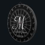 Elegant Black & White Monogram Initial Name Custom Dartboard<br><div class="desc">Elegant Black and White Monogram Initial Name Custom Dart Board</div>