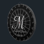 Elegant Black & White Monogram Initial Name Custom Dartboard<br><div class="desc">Elegant Black and White Monogram Initial Name Custom Dart Board</div>