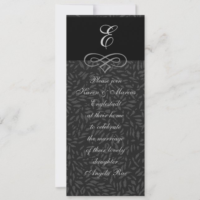 Elegant Black & White Monogram Invitations (Front)