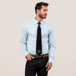 Elegant black white monogram name tie<br><div class="desc">Elegant black white monogram name initial neck tie</div>
