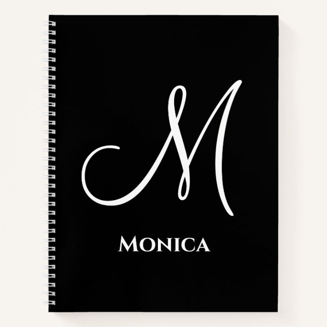 Elegant black &white monogram  notebook (Front)