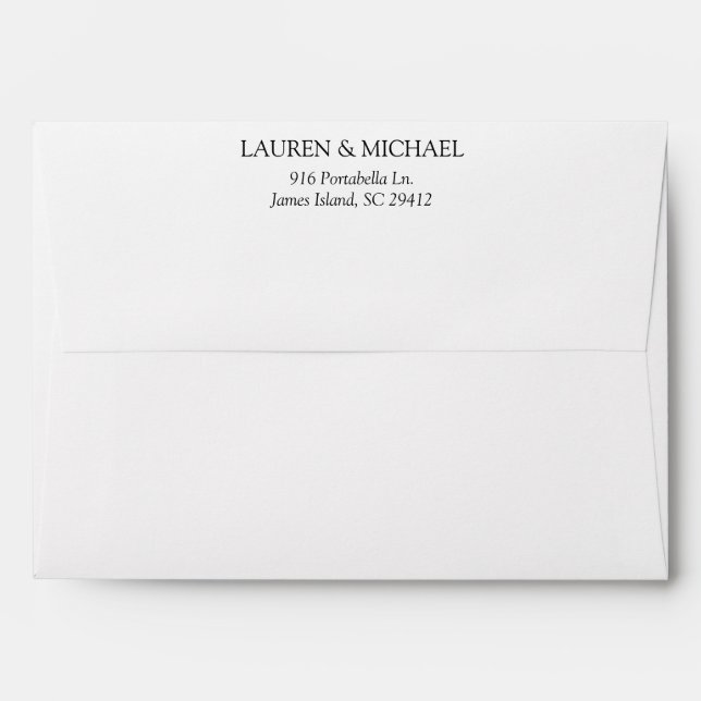 Elegant Black & White Monogram Return Address Envelope (Back (Top Flap))