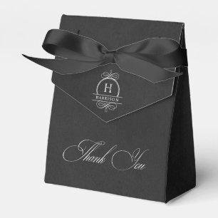 Elegant Black & White Monogram Thank You Favour Bo Box