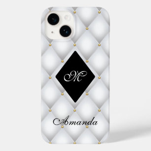 Elegant Black White Monogram Tufted  Case-Mate iPhone 14 Case