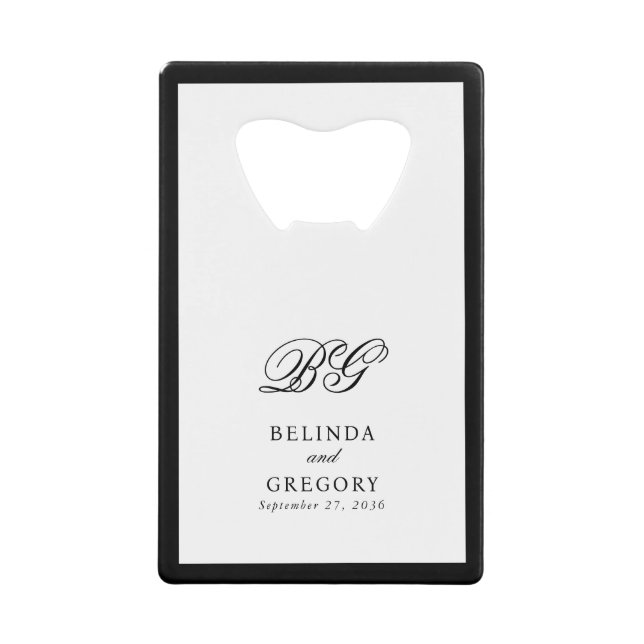 Elegant Black White Monogram Wedding Favour (Front)