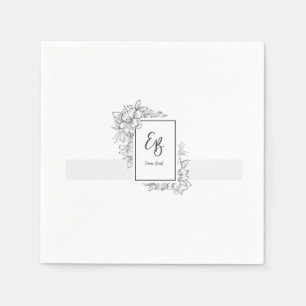 Elegant Black White Monogram  wedding napkin