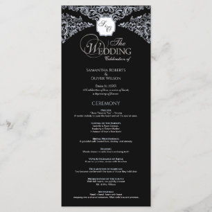 Elegant Black & white Monogram Wedding Program Programme