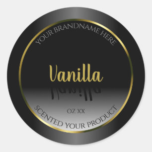 Elegant Black White Ombre Product Label Gold Frame