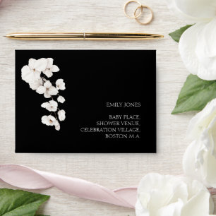 Elegant Black White Orchid Baby Shower Envelope