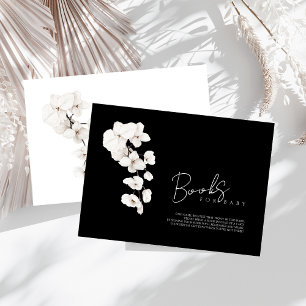 Elegant Black White Orchid Books for Baby Enclosure Card