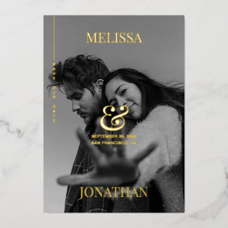 Elegant Black & White Overlay Photo Save the Date