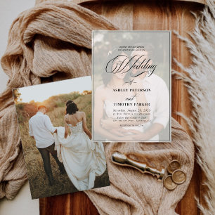 Elegant Black & White Overlay Photo Wedding Invitation