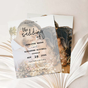 Elegant Black & White Overlay Photo Wedding Invite