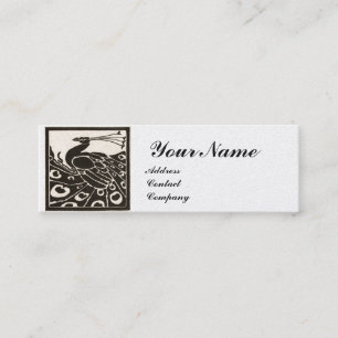 ELEGANT BLACK WHITE PEACOCK MONOGRAM Luxury Pearl Mini Business Card