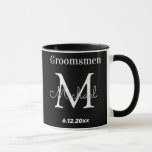 elegant black white personalised  groomsmen mug<br><div class="desc">elegant black white personalised groomsmen Mug, custom</div>