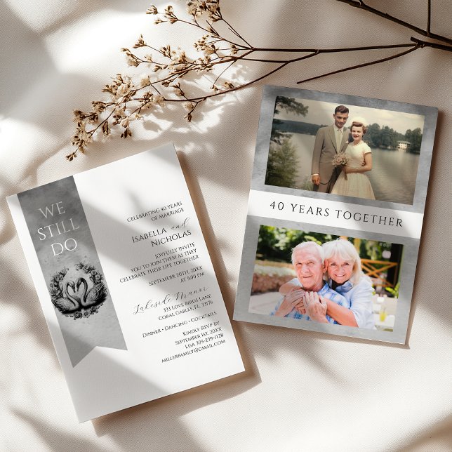 Elegant Black & White Photo Anniversary Invite (Classic Anniversary Celebration )