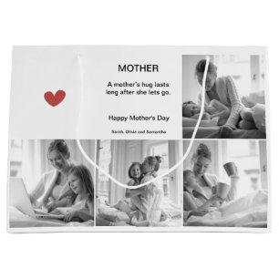 Elegant Black & White Photo Collage Mother's Day - Large Gift Bag