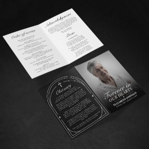 Elegant Black & White Photo Funeral Programme