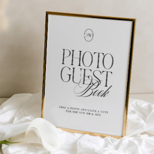 Elegant Black & White Photo Guest Book Sign