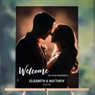 Elegant Black & white photo romantic wedding Acrylic Sign
