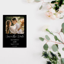 Elegant Black White Photo Save The Date