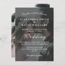 Elegant Black & White Photo Wedding Invitation