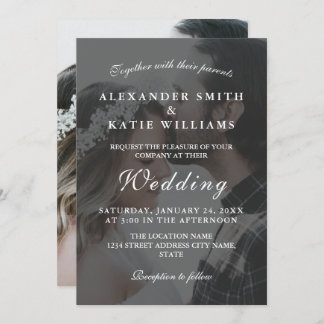 Elegant Black & White Photo Wedding Invitation