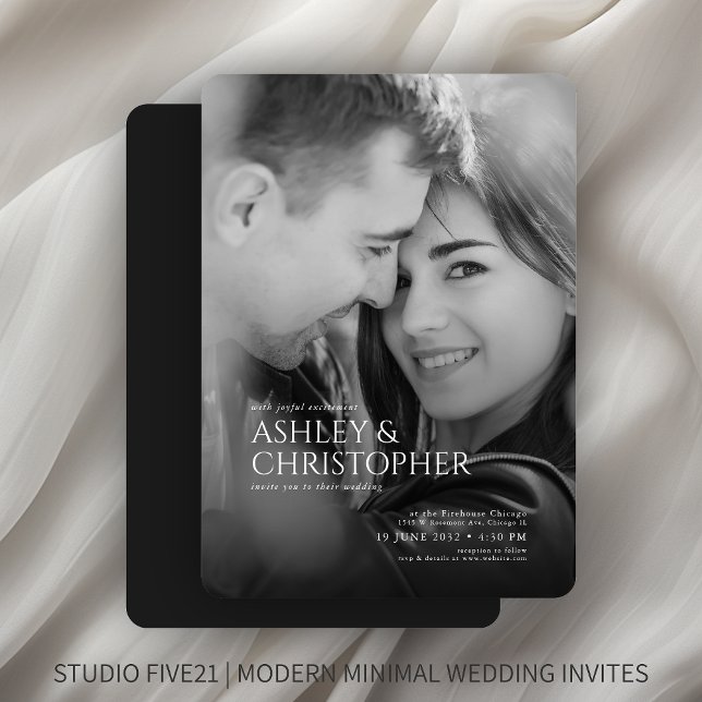 Elegant Black & White Photo Wedding Invitation (Creator Uploaded)