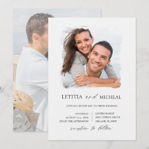 Elegant Black & White Photo Wedding Invitation