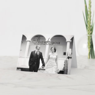 Elegant Black & White Photo Wedding Thank You Card