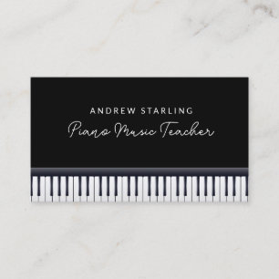 Elegant Black & White Piano keys music teacher Business Card